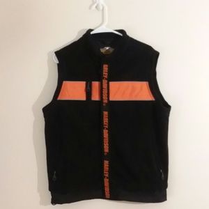 Harley Davidson Black Orange Sleeveless Vest